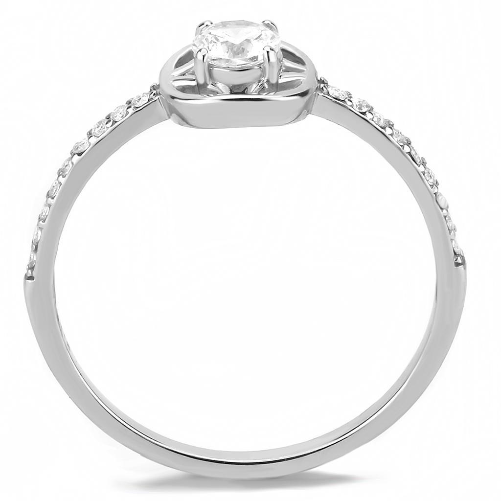DA238 - High polished (no plating) Stainless Steel Ring with AAA Grade CZ  in Clear Alamode
