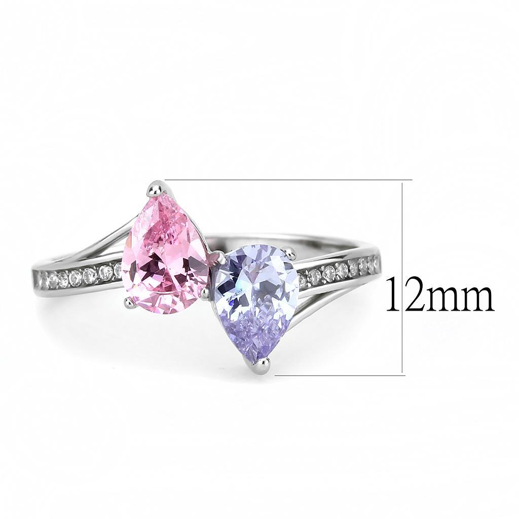 DA270 - High polished (no plating) Stainless Steel Ring with AAA Grade CZ  in Multi Color Alamode
