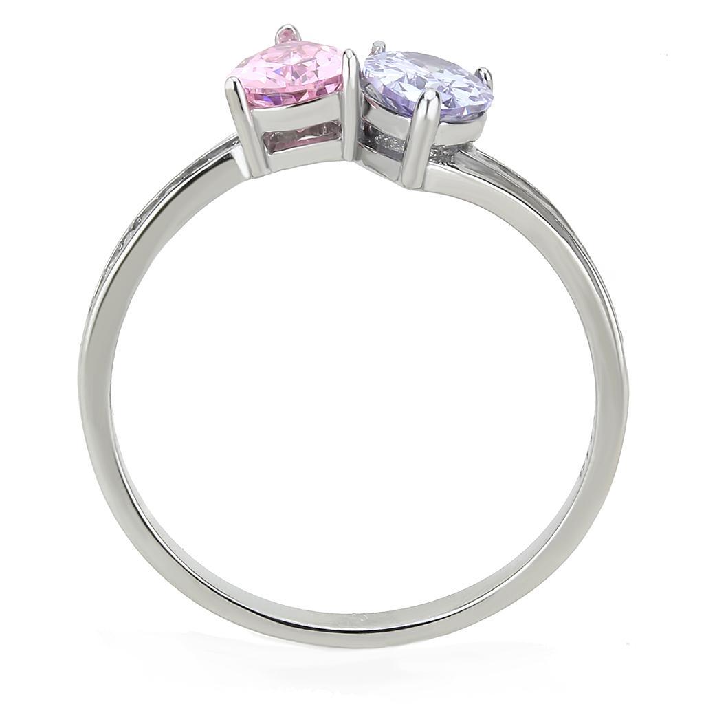 DA270 - High polished (no plating) Stainless Steel Ring with AAA Grade CZ  in Multi Color Alamode
