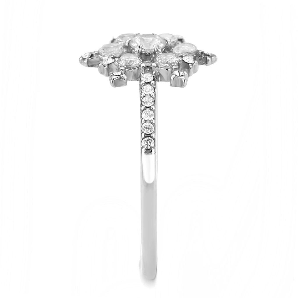 DA317 - No Plating Stainless Steel Ring with AAA Grade CZ  in Clear Alamode