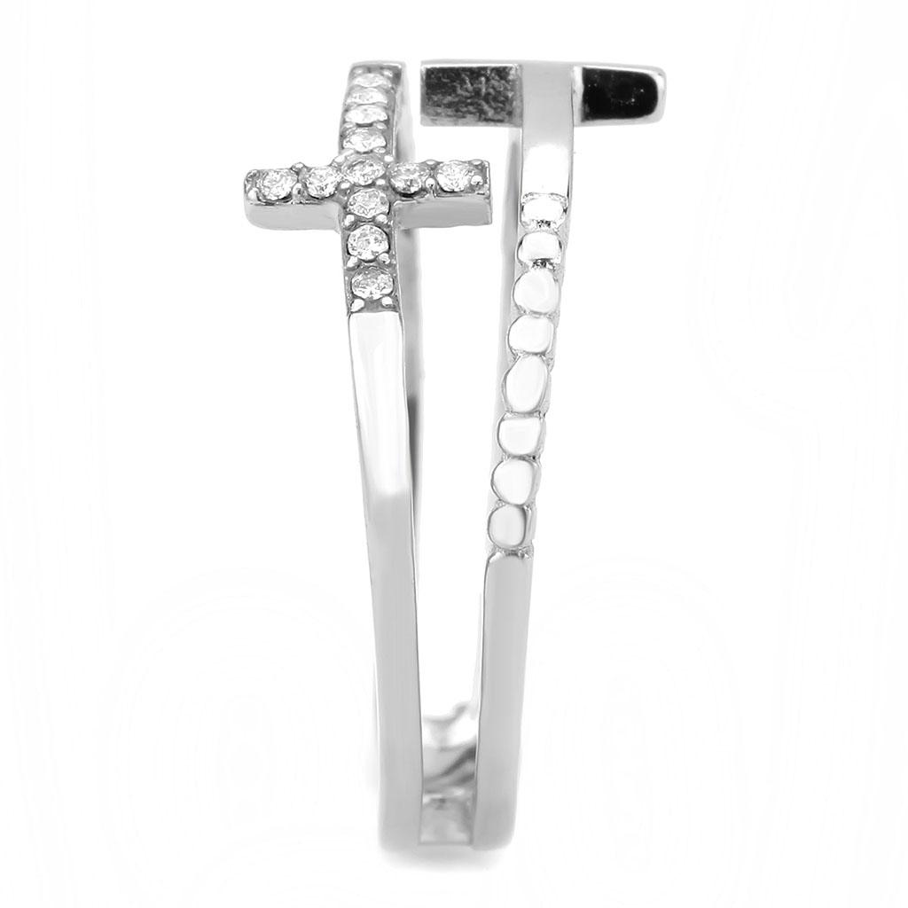 DA319 - No Plating Stainless Steel Ring with AAA Grade CZ  in Clear Alamode