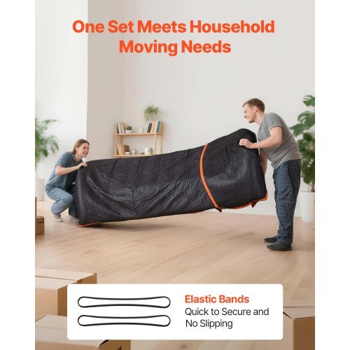 Moving Blankets 6 Pcs, 72 x 40 in (32 lbs/dz) Large Packing Blankets with Cotton Filling, Heavy Duty Nonwoven Fabric Padded Moving Blanket for Shipping, Wrapping, Protecting Furniture W2B