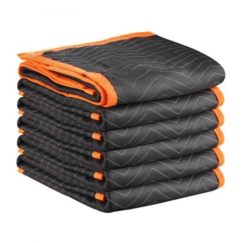 Moving Blankets 6 Pcs, 72 x 40 in (32 lbs/dz) Large Packing Blankets with Cotton Filling, Heavy Duty Nonwoven Fabric Padded Moving Blanket for Shipping, Wrapping, Protecting Furniture W2B