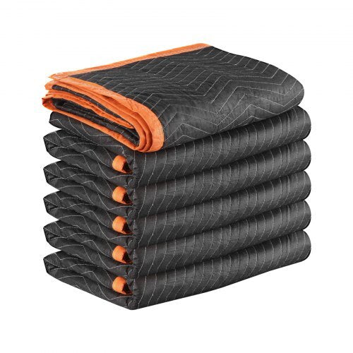 Moving Blankets 6 Pcs, 72 x 40 in (32 lbs/dz) Large Packing Blankets with Cotton Filling, Heavy Duty Nonwoven Fabric Padded Moving Blanket for Shipping, Wrapping, Protecting Furniture W2B
