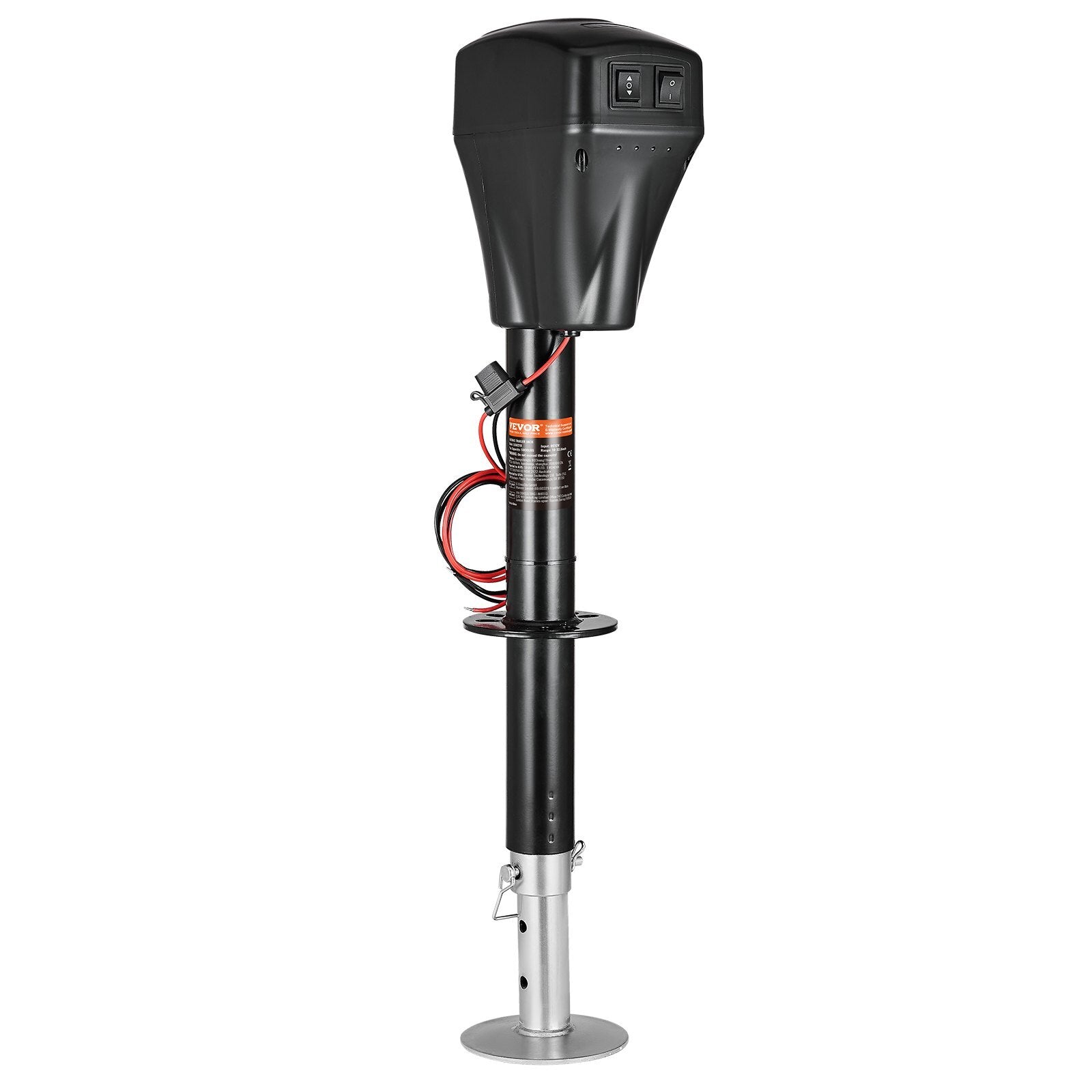 Electric Trailer Jack, 5000 lbs, Heavy Duty RV Electric Power Tongue Jack with 2 Way Connector, Manual Crank Handle & Weatherproof Jack Cover, 10"-28.3" Lift, for RVs, Trailers & Campers, Black W2B