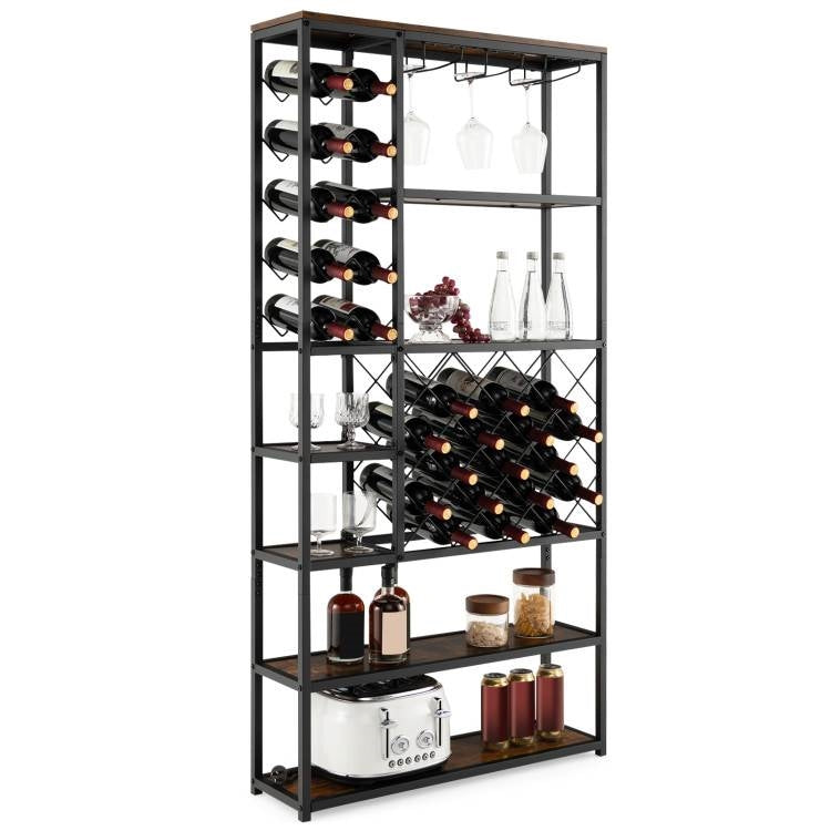 Heavy Duty Industrial Metal Wood 6 Tier Wine Rack Kitchen Storage Shelving Unit FastFurnishings