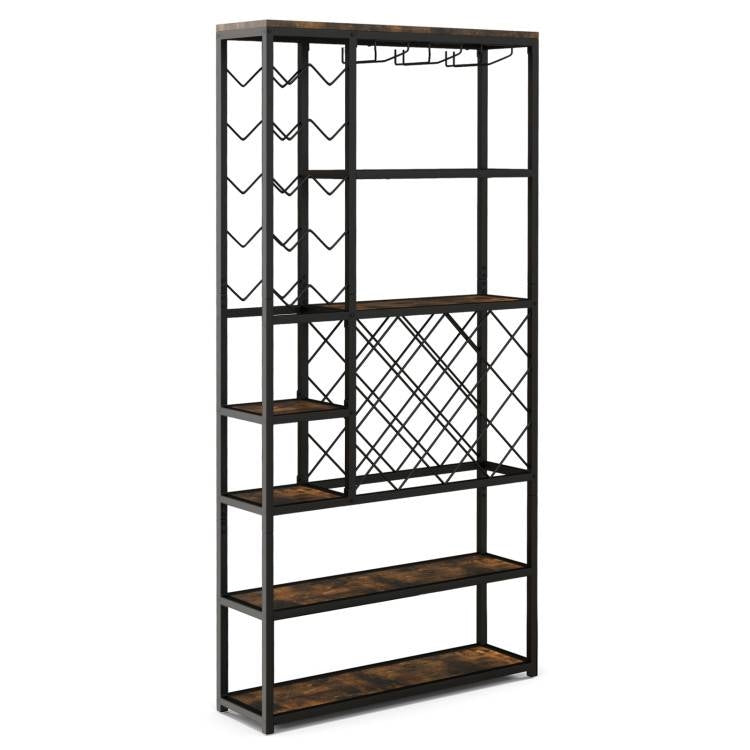 Heavy Duty Industrial Metal Wood 6 Tier Wine Rack Kitchen Storage Shelving Unit FastFurnishings