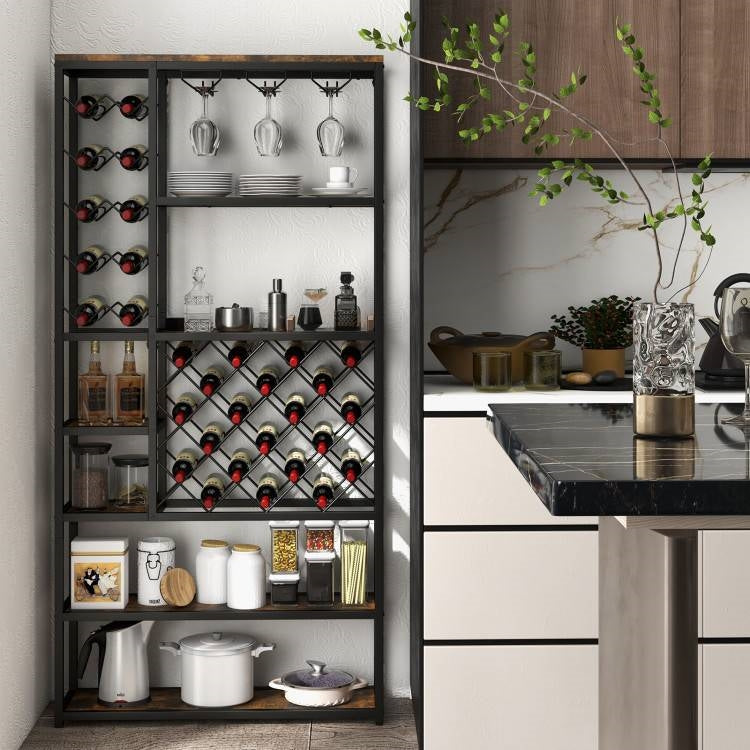 Heavy Duty Industrial Metal Wood 6 Tier Wine Rack Kitchen Storage Shelving Unit FastFurnishings