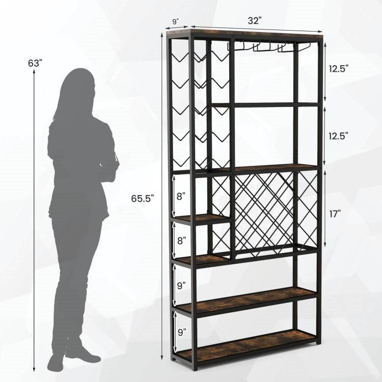 Heavy Duty Industrial Metal Wood 6 Tier Wine Rack Kitchen Storage Shelving Unit FastFurnishings
