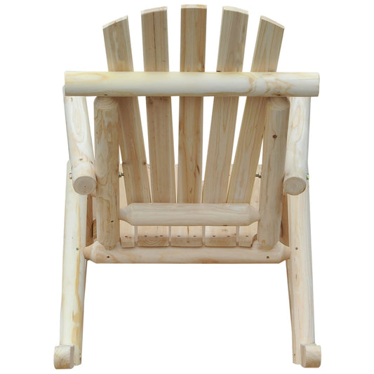 FarmHouse Classical Fir Wood Rocking Adirondack Chair Natural - Set of 2 FastFurnishings