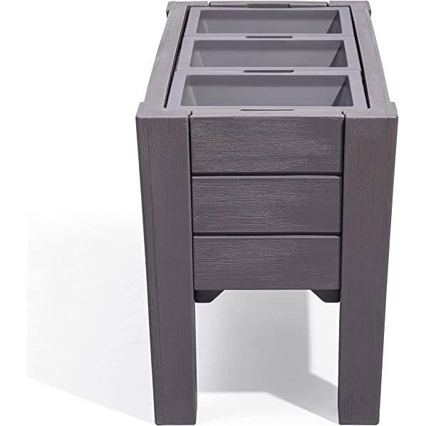 Espresso Rectangular Plastic Raised Garden Bed Planter Box with Removeable Trays FastFurnishings