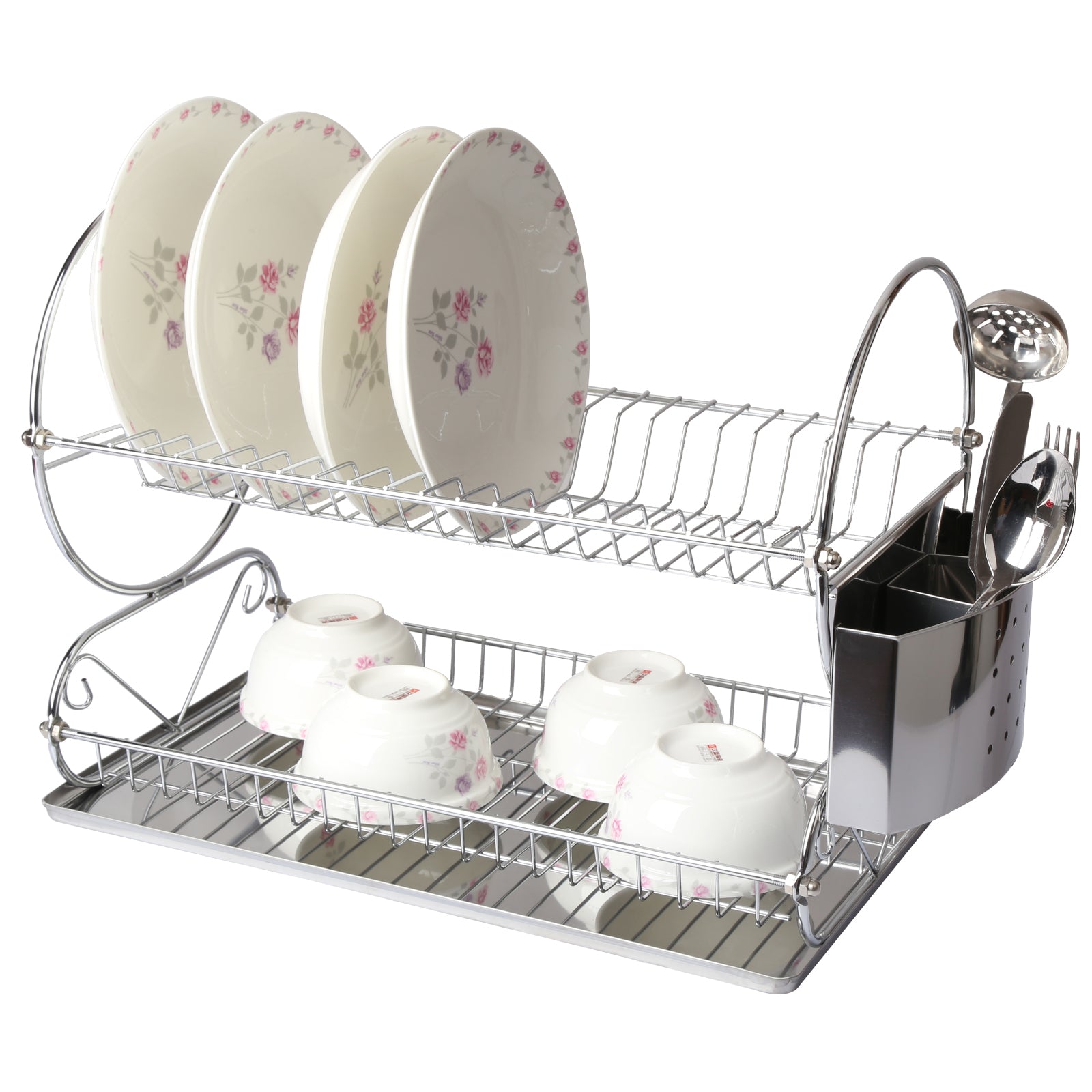 MegaChef Chrome Plated 17.5 Inch Two Shelf Dish Rack W2B