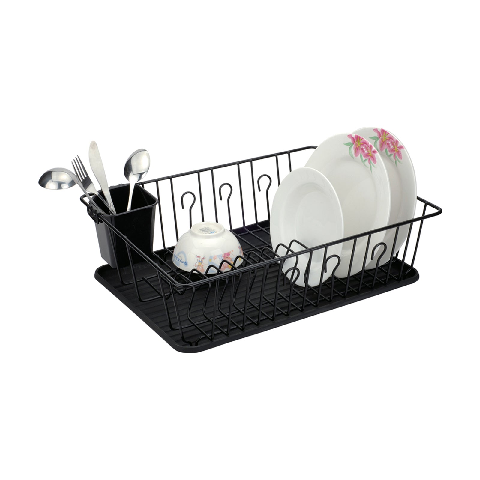 Better Chef 16 Inch Chrome Dish Rack with Black Draining Tray W2B