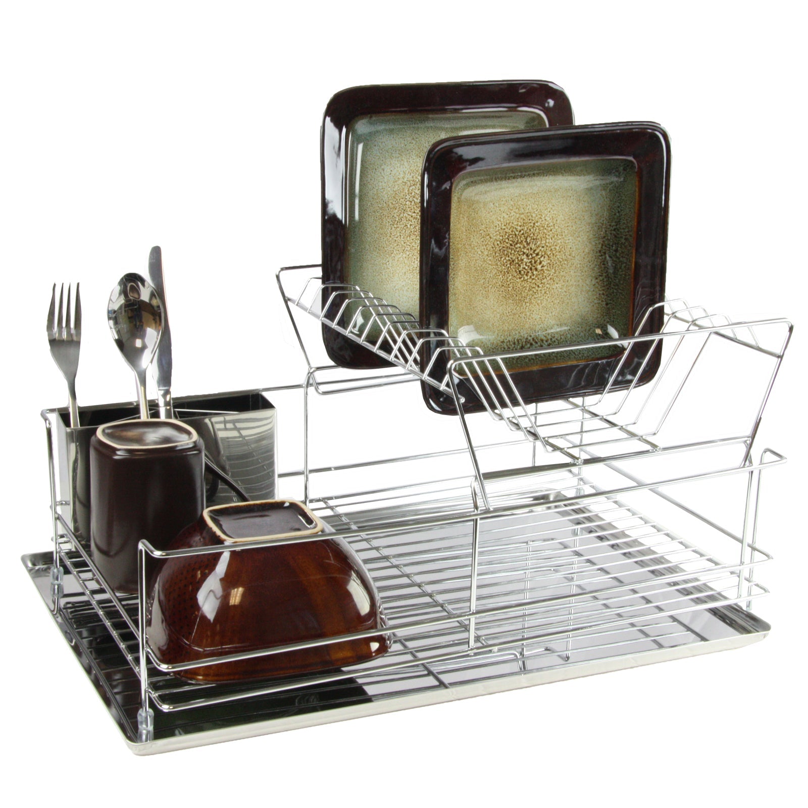 MegaChef 15.5 Inch Stainless Iron Shelf Dish Rack W2B