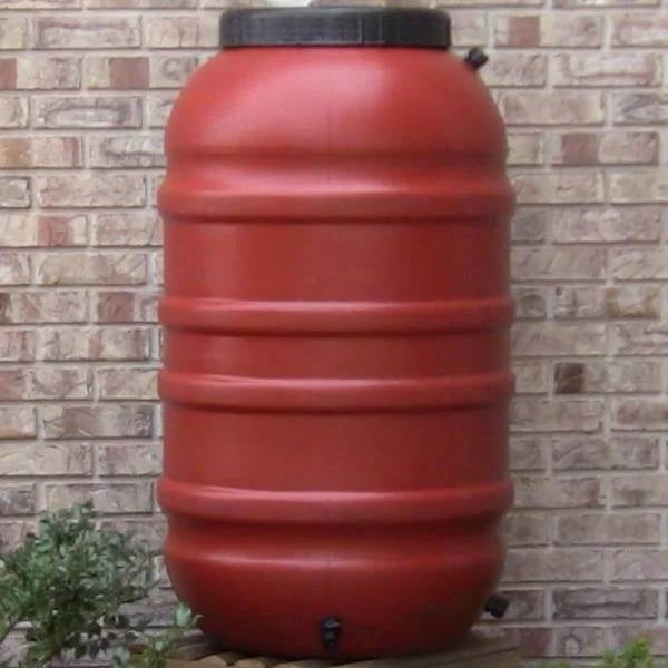 Terra Cotta Red HDPE Plastic 55-Gallon Rain Barrel with Spigot HomePacific