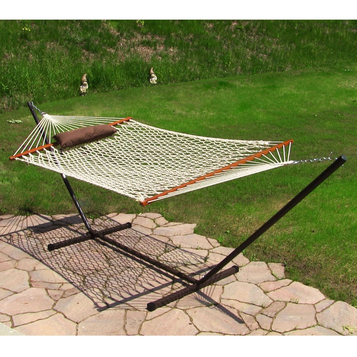 Rope Hammock Set with Stand Pad and Pillow 55 x 144-inch - Desert Stripe FastFurnishings