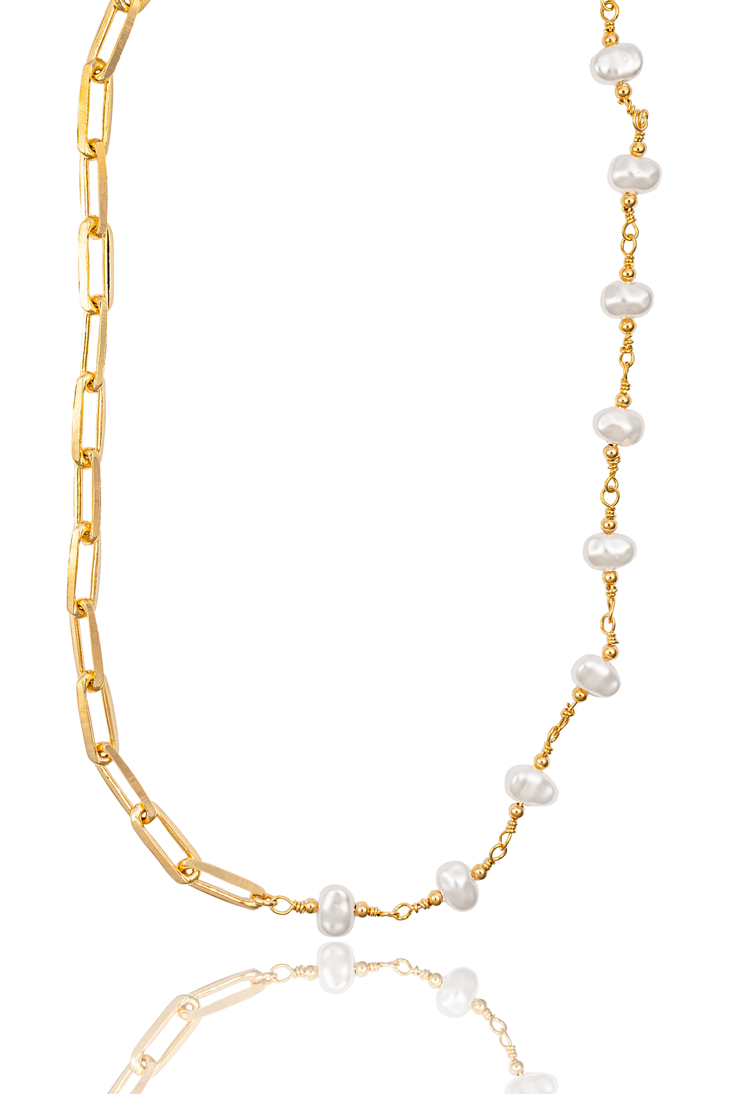 Pearl Paperclip Chain Necklace (H152)(I506) MIA Jewelry