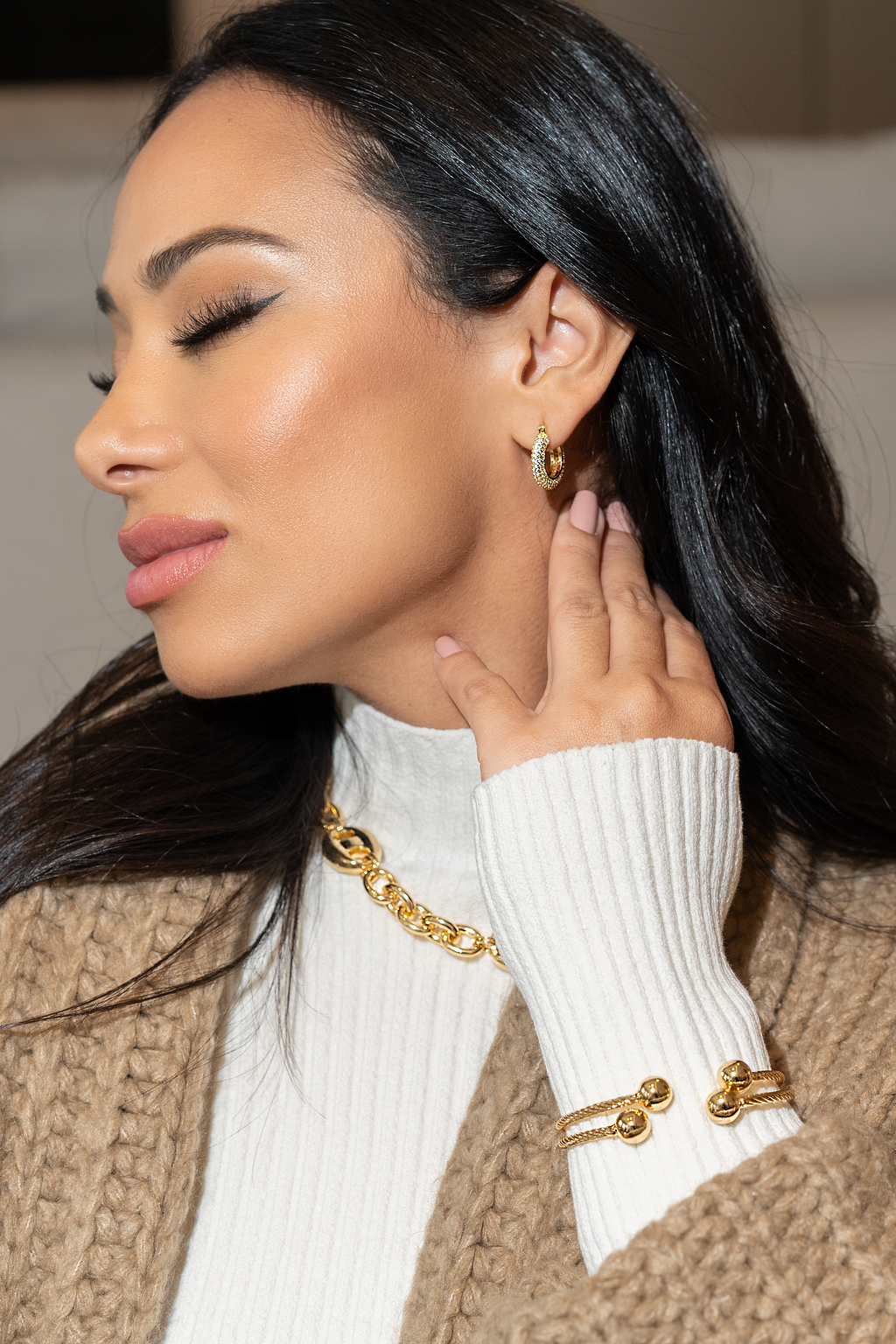 Thin Twisted Bead Bangle (B142)-3