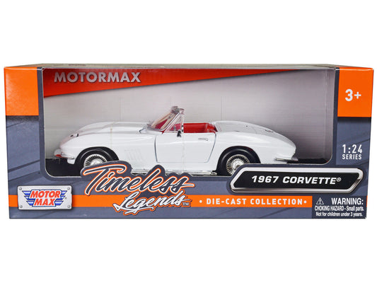 1967 Chevrolet Corvette C2 Convertible White with Red Interior "Timeless Legends" Series 1/24 Diecast Model Car by Motormax Motormax