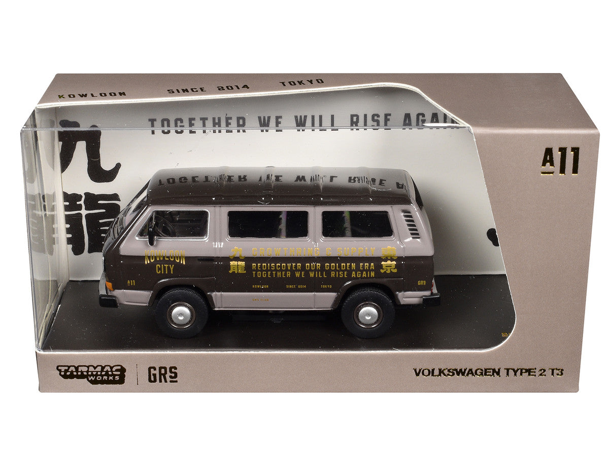 Volkswagen Type 2 T3 GRS Van "Kowloon City - Growthring and Supply" Brown Two-Tone "Collab64" Series 1/64 Diecast Model Car by Schuco & Tarmac Works Schuco