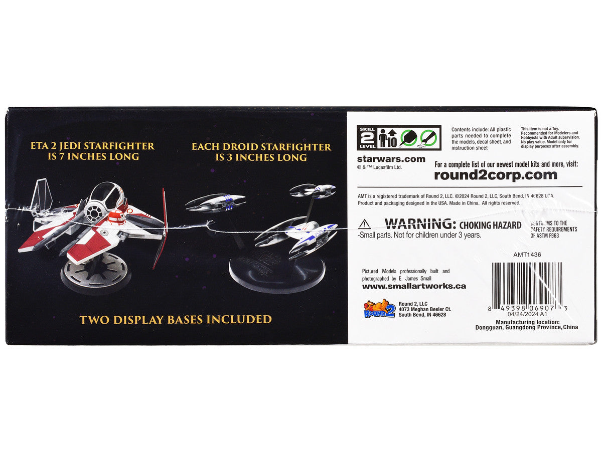 Skill 2 Model Kit ETA 2 Jedi Starfighter VS. Droid Starfighters 4 Model Set "Star Wars: Episode III - Revenge of the Sith" (2005) Movie 1/48 Scale Model by AMT AMT