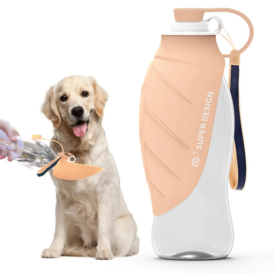 SUPERDESIGN Dog Water Bottle Portable Dog Water Bottle for Small to Large Dogs Leak Proof Dog Travel Water Bottle Large Leaf Travel Water Bowl for Dogs and Dog Walking Accessories (19.6OZ Pink) Pi-Mart