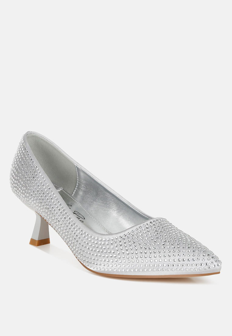 Dinah Rhinestones Embellished Kitten Heel Pumps-1