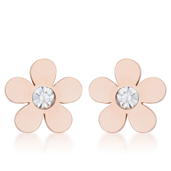 Daisy 0.3ct CZ Rose Gold Stainless Steel Flower Stud Earrings LuxuryLifeWay Online Store