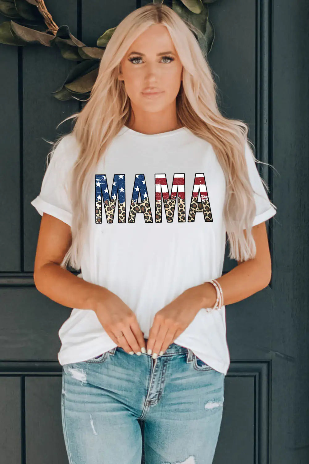 MAMA Round Neck Short Sleeve T-Shirt