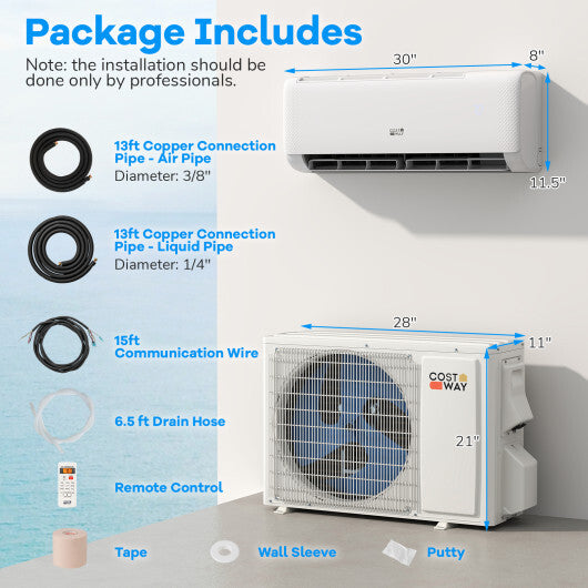 Ultra-Quiet Inverter Mini Split AC: 22 SEER2/R32 Eco Refrigerant  Sleep Mode W2B