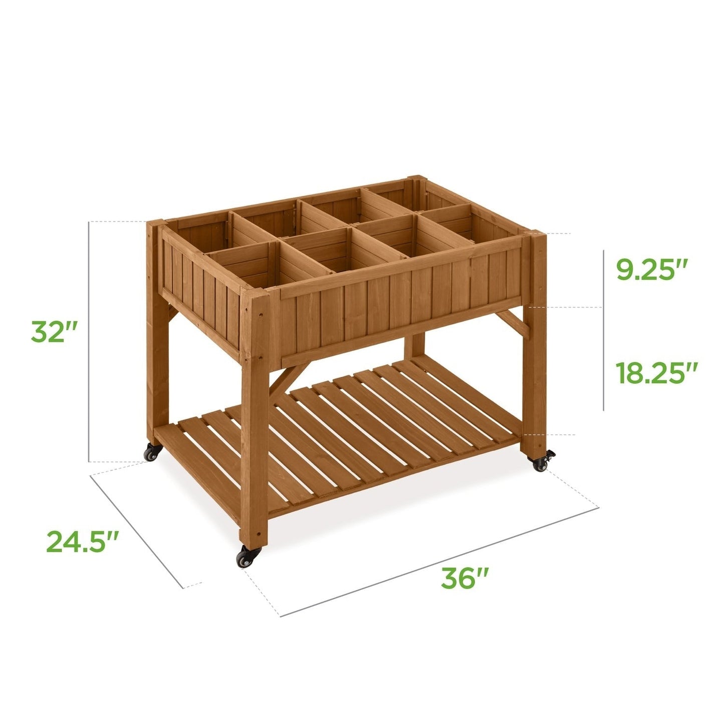Outdoor Elevated Raised Garden Bed Planter Box with Locking Wheels FastFurnishings