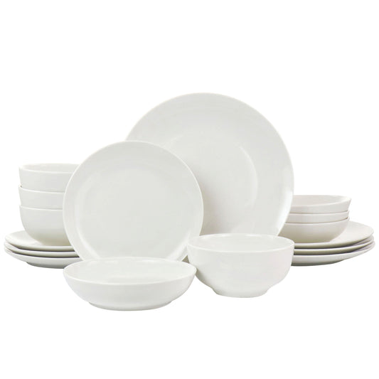 Elama Camellia 16 Piece Porcelain Double Bowl Dinnerware Set W2B