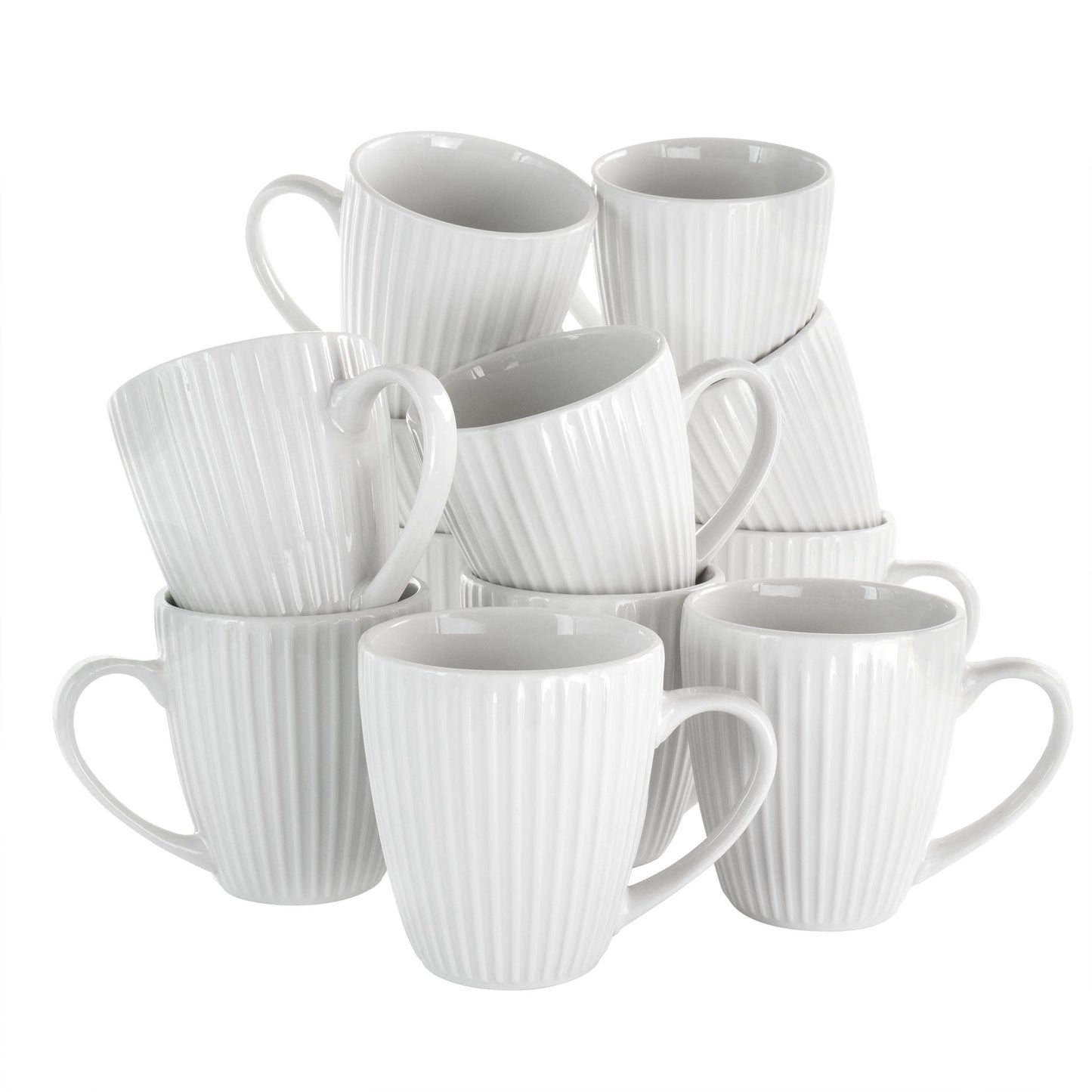 Elama Elle 12 Piece Round Porcelain Mug Set in White W2B