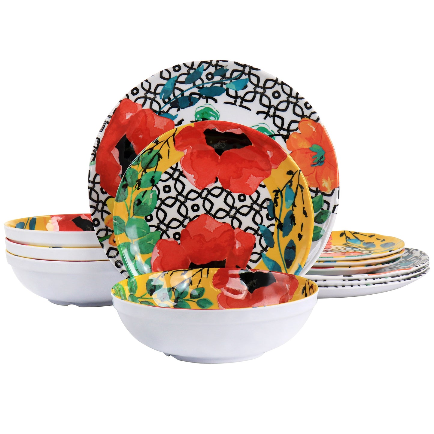 Elama Grace 12 Piece Melamine Dinnerware Set W2B