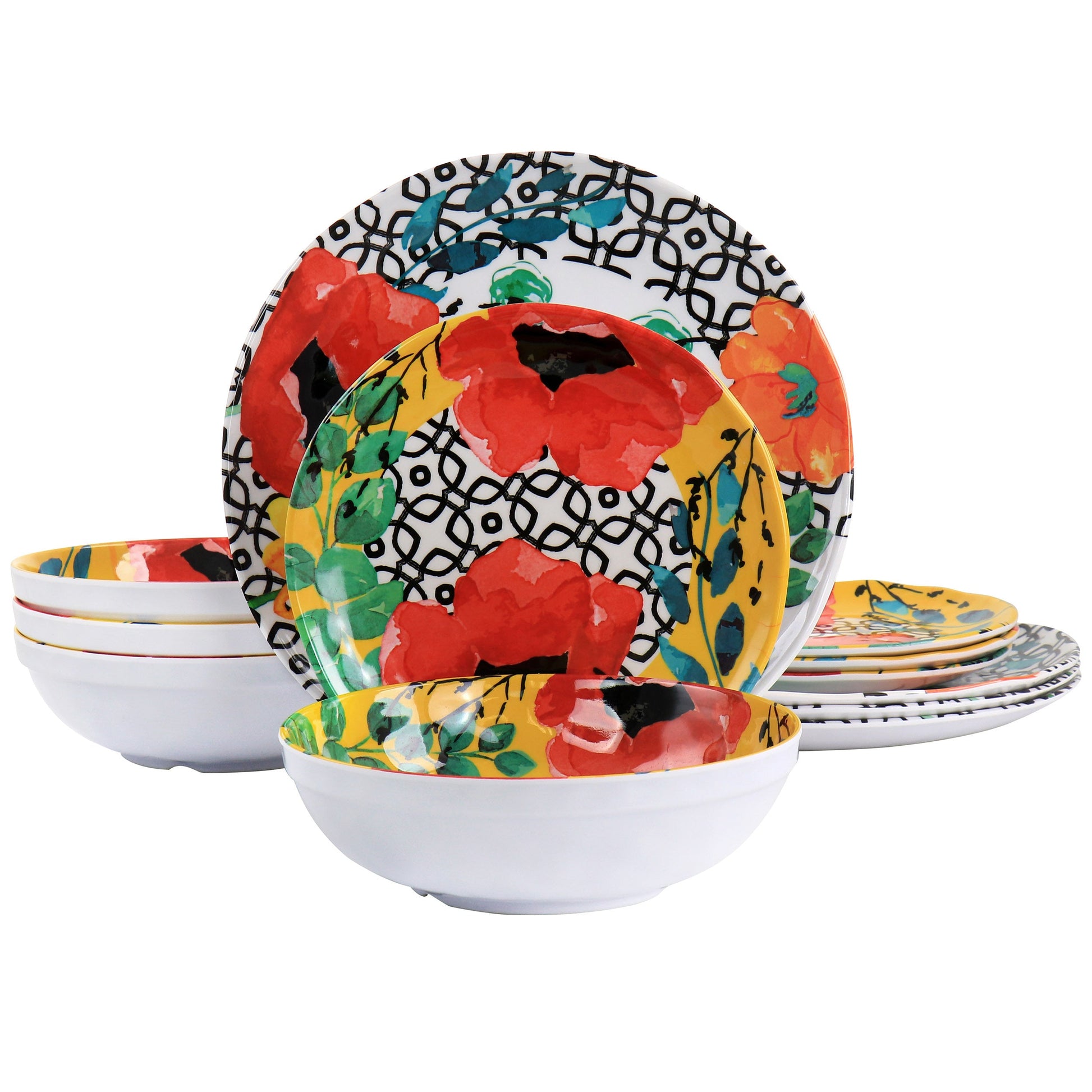 Elama Grace 12 Piece Melamine Dinnerware Set W2B