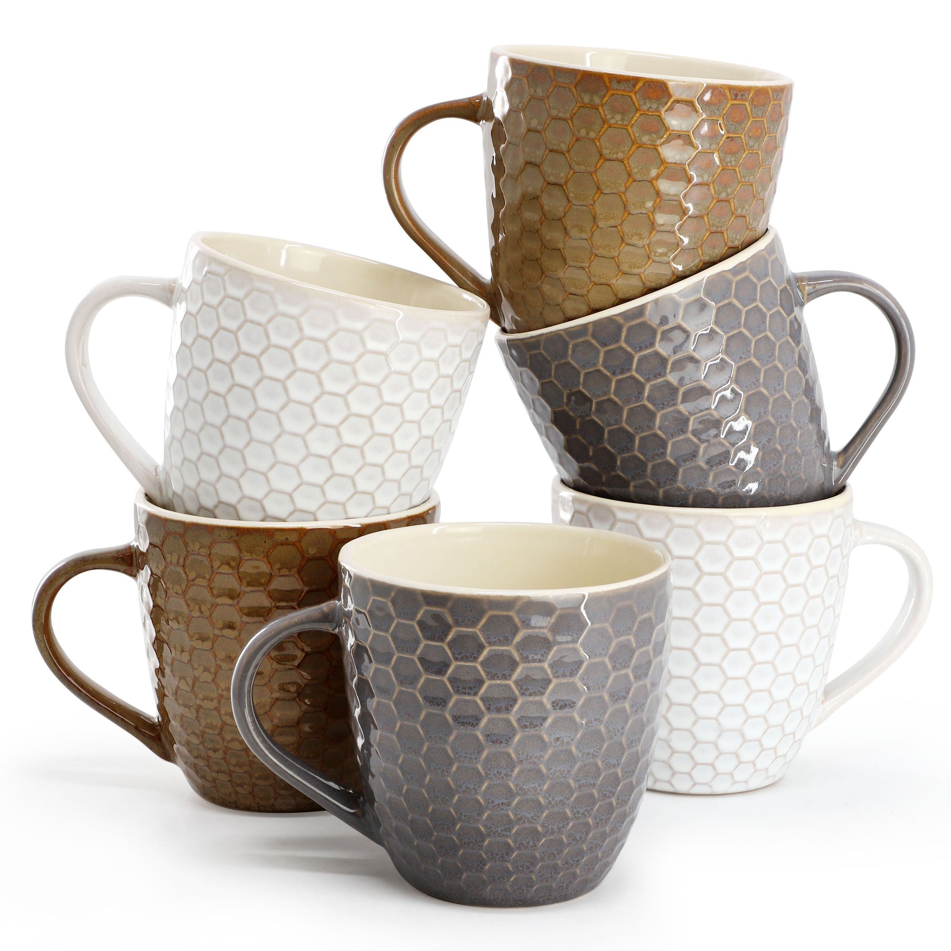 Elama Honeycomb 6-Piece 15 oz. Mug Set, Assorted Colors W2B