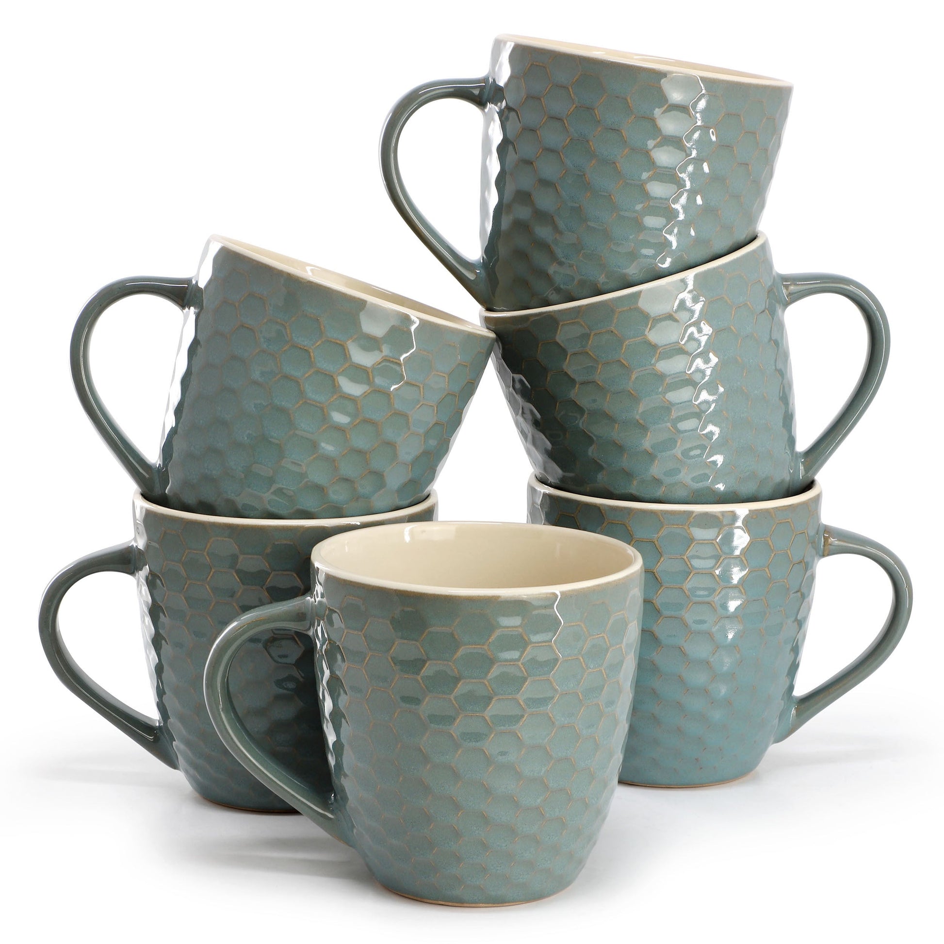 Elama Honeycomb 6 Piece 15 oz. Mug Set in Turquoise W2B