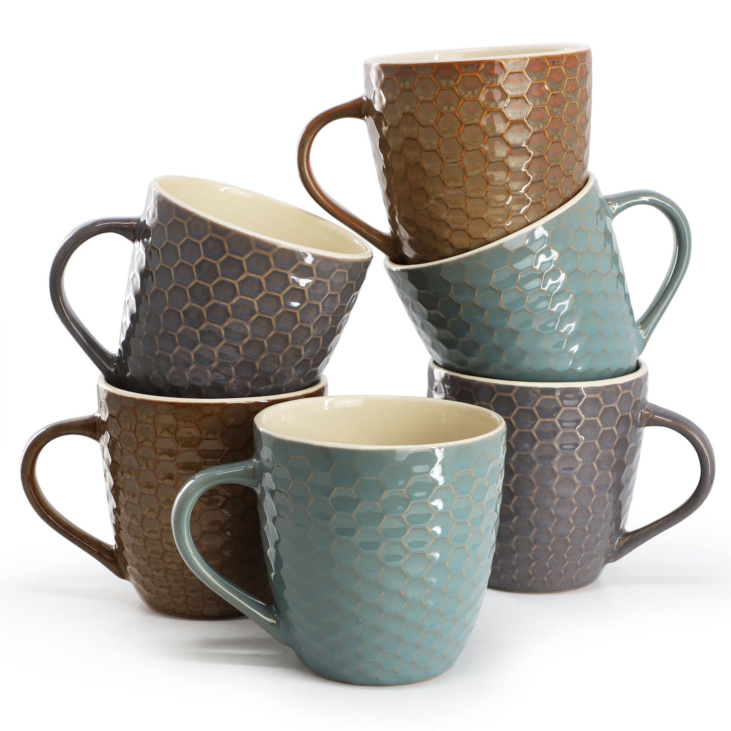 Elama Honeysuckle 6-Piece 15 oz. Mug Set, Assorted Colors W2B
