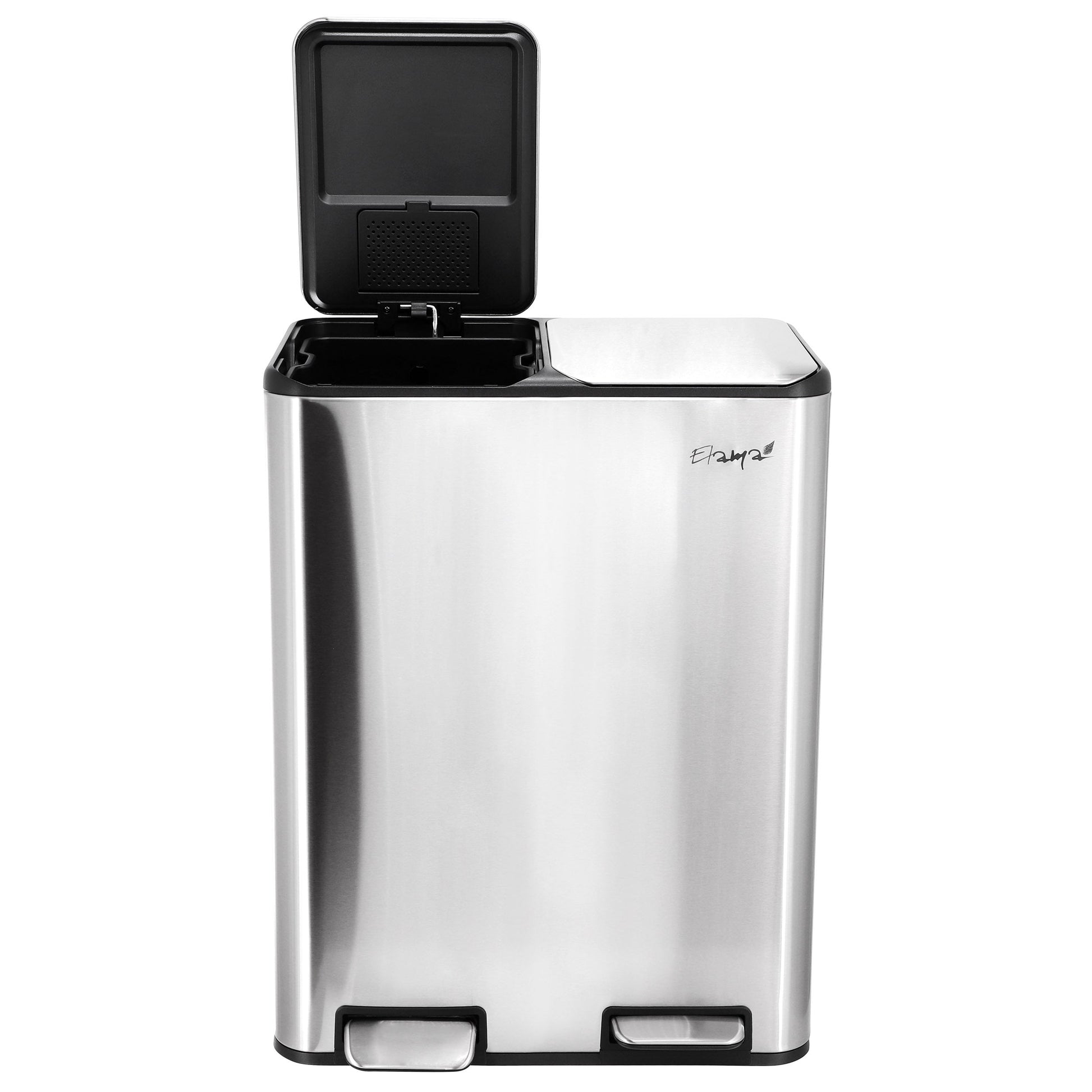 Elama 2 Section 30 Liter/ 8 Gallon Each Section Trash and Recycling Step Bin with Slow Close Mechanism W2B