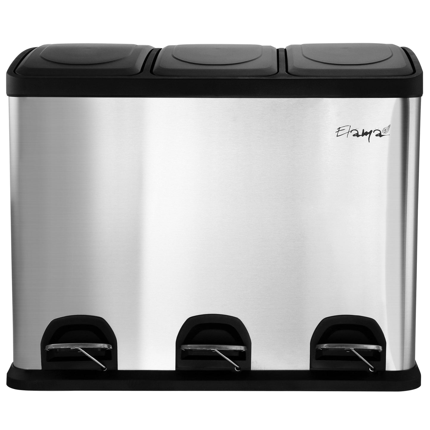 Elama 3 Section 15 Liter/4 Gallon Each Section Trash and Recycling Step Bin W2B