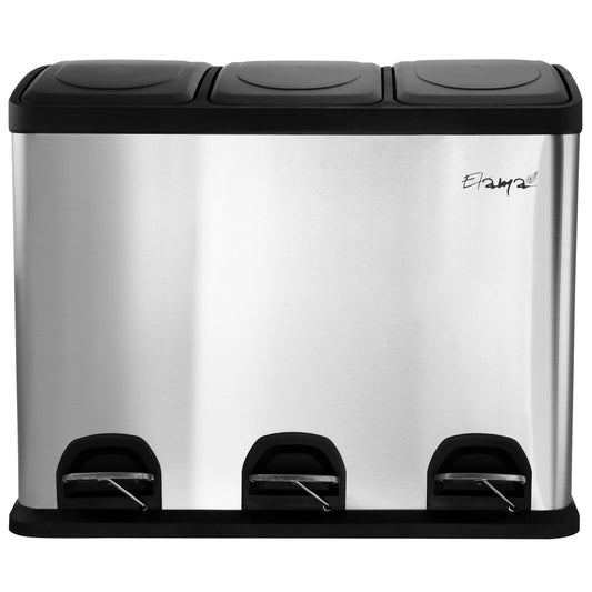 Elama 3 Section 15 Liter/4 Gallon Each Section Trash and Recycling Step Bin W2B