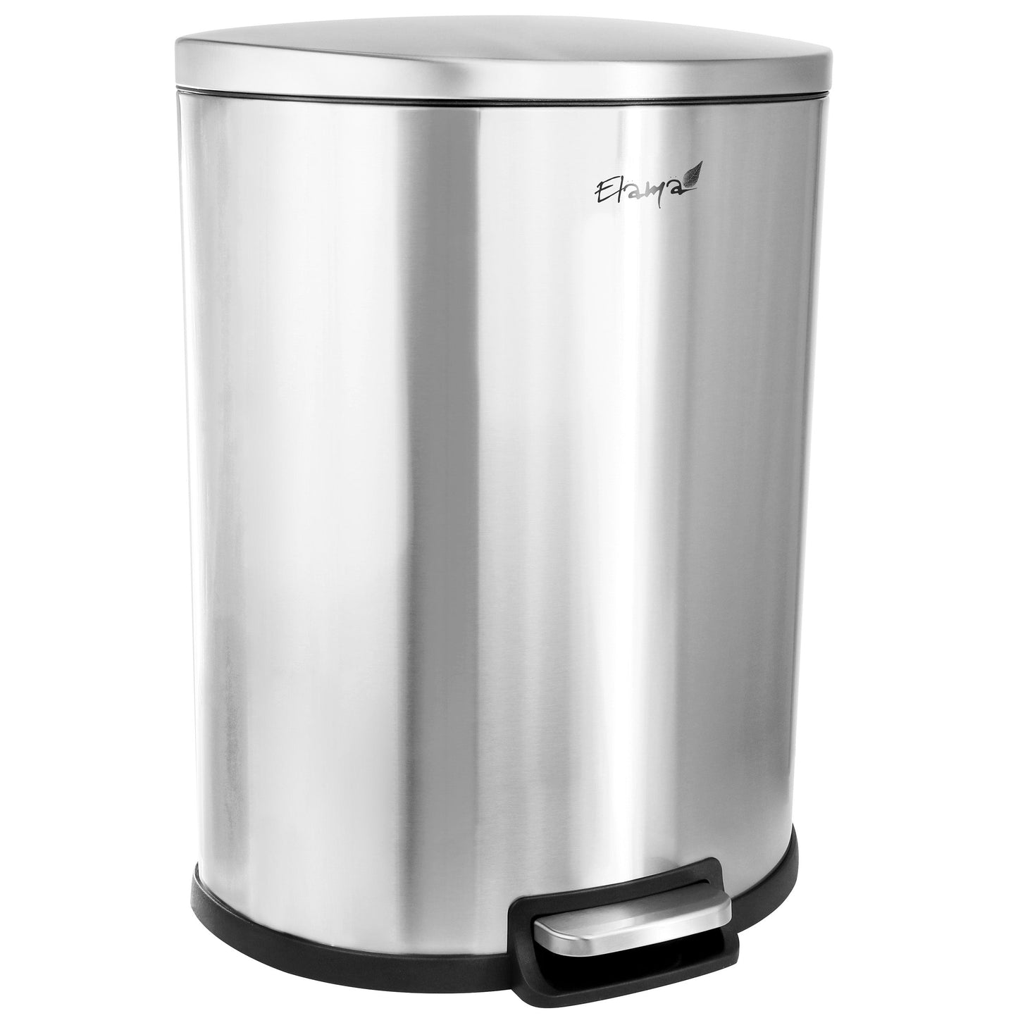 Elama 50 Liter 13 Gallon Half Circle Stainless Steel Step Trash Bin with Slow Close Mechanism in Matte Silver W2B