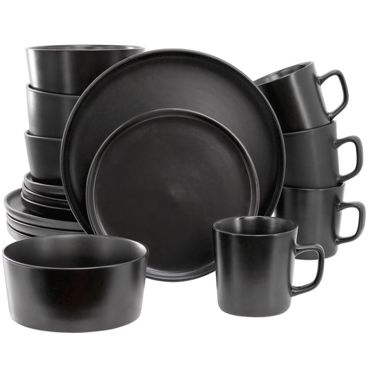 Elama Luxmatte Black 16 Piece Dinnerware Set W2B