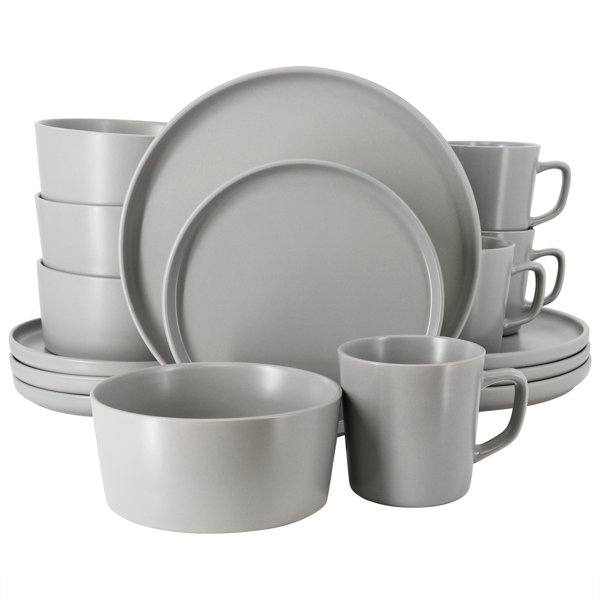 Elama Luxmatte Light Grey 16 Piece Dinnerware Set W2B