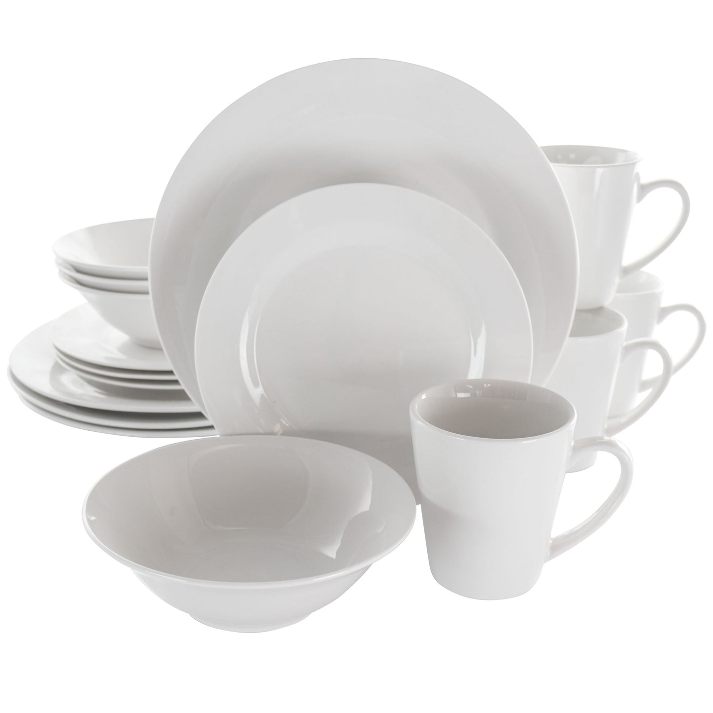 Elama Marshall 16 Piece Porcelain Dinnerware Set in White W2B