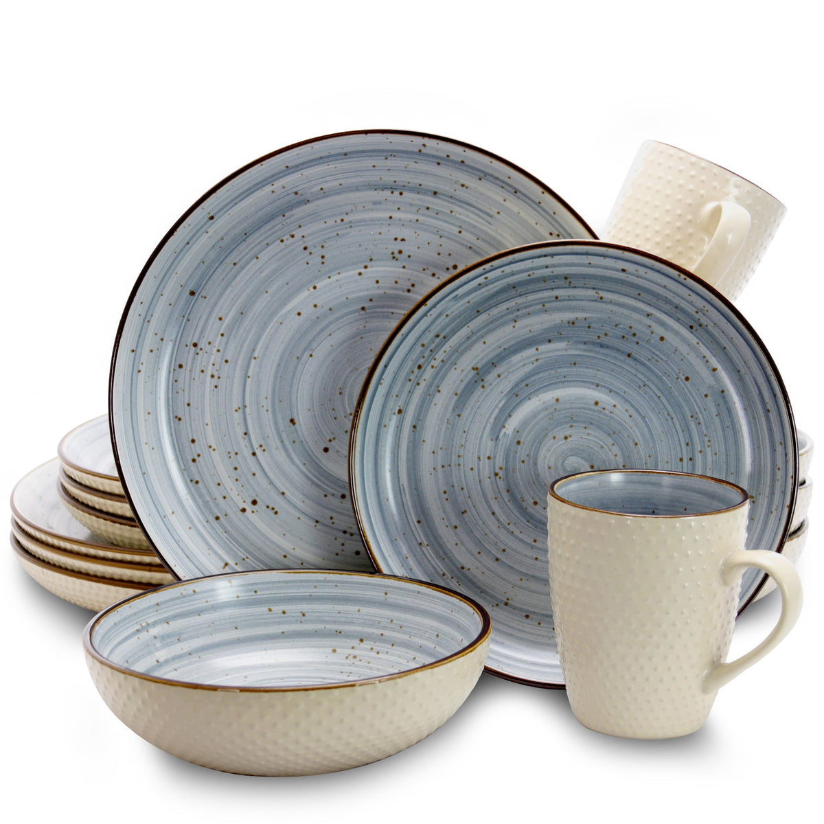 Elama Mellow 16-Piece Dinnerware Set in Powder Blue W2B