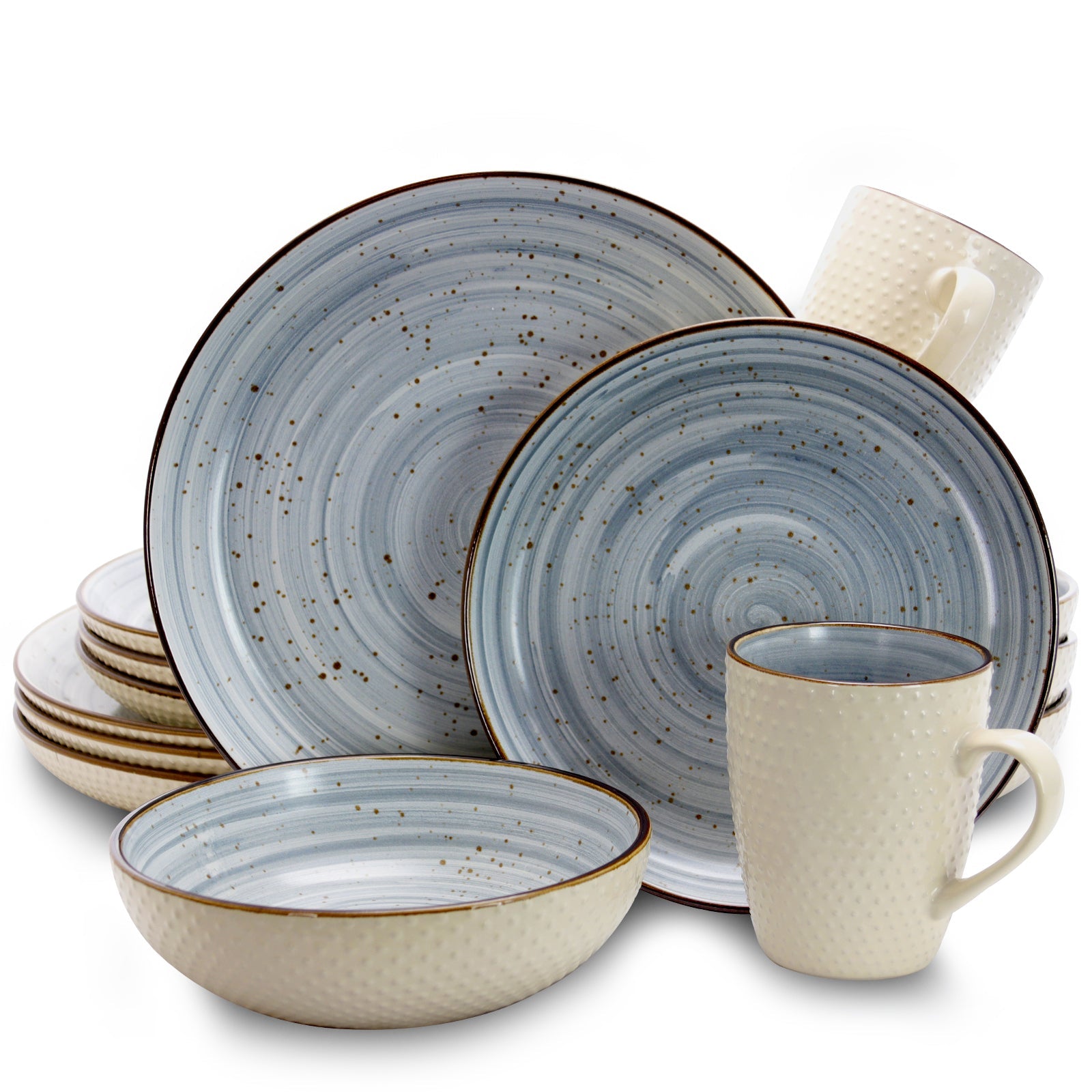 Elama Mellow 16-Piece Dinnerware Set in Powder Blue W2B