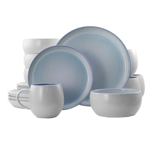 Elama Mocha 16 Piece Stoneware Dinnerware Set in Blue W2B