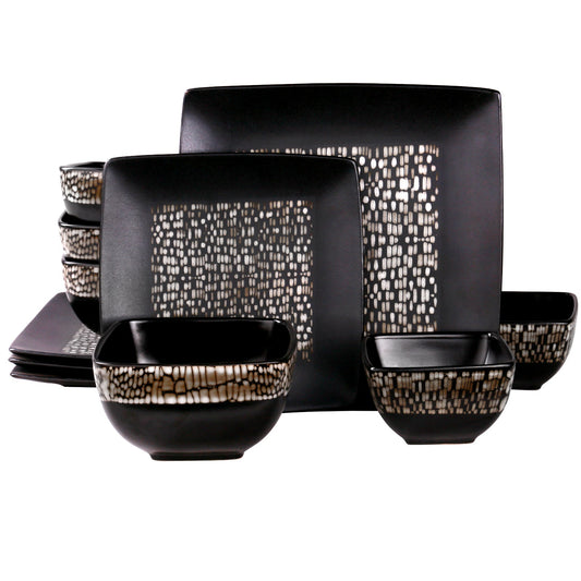 Elamas Naina 16 Piece Double Bowl Stoneware Dinnerware Set W2B