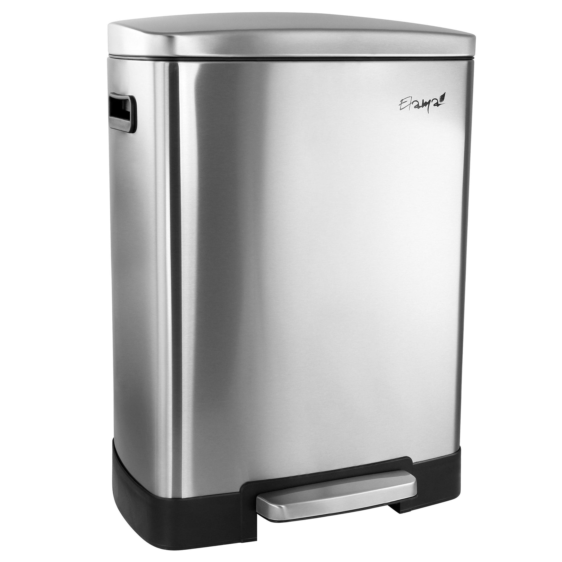 Elama 2 Compartment Large 10.6 Gallon Split Stainless Steel Step Trash Bin with Slow Close Mechanism W2B